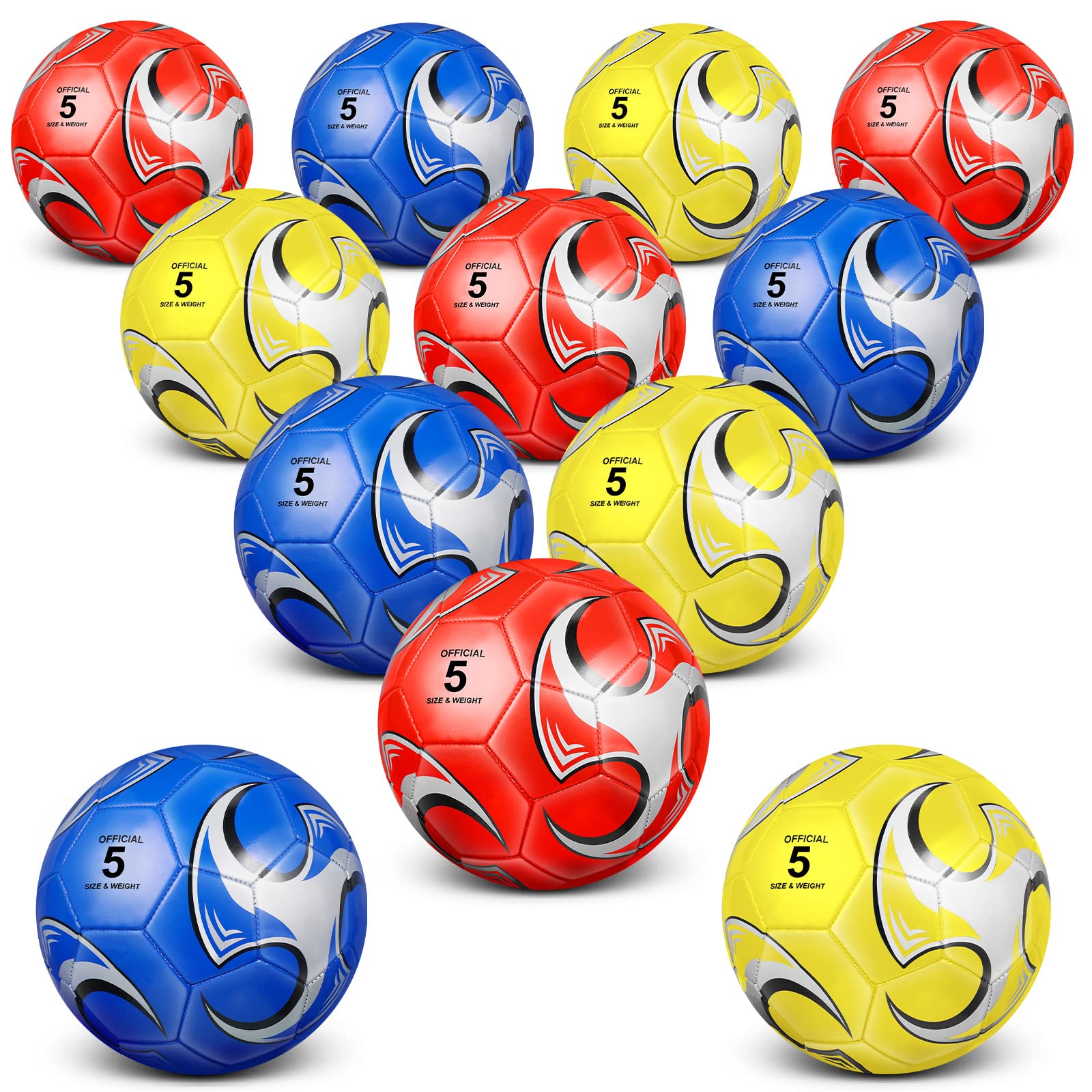 Lenwen 12 Soccer Balls & Pump Set - Size 5